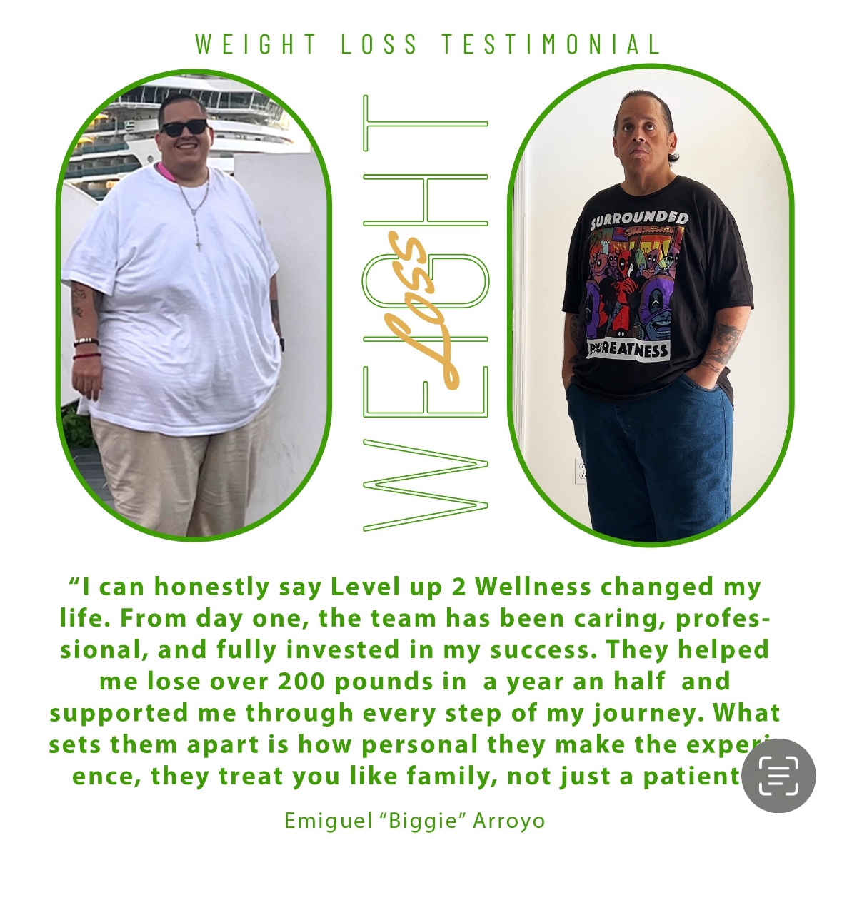 Emiguel Biggie Arroyo — 200+ lbs lost at Rejuvenate & Wellness Center Orlando